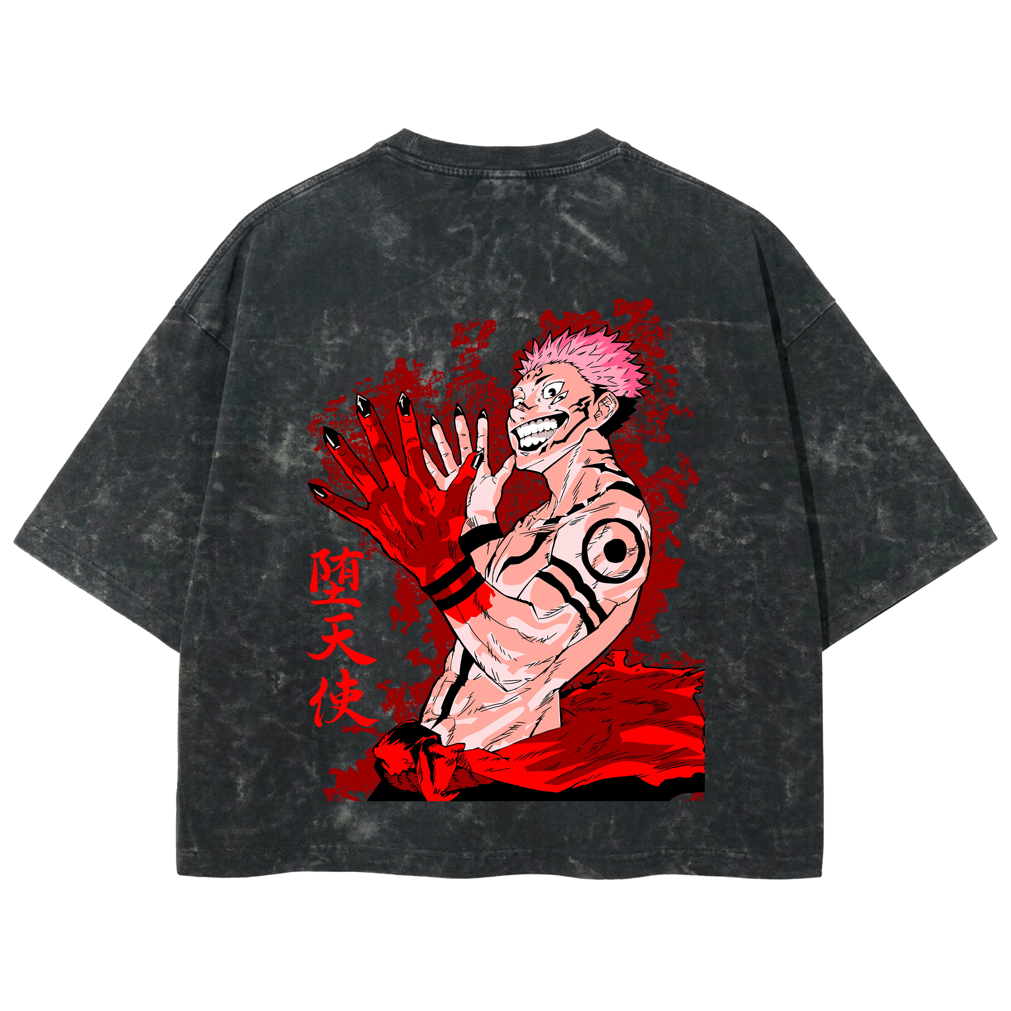 Playera streetwear premium de anime y gaming ExtraLife MX, corte boxy deluxe mineral wash heavyweight en color Acid Wash, moda urbana mexicana de culto.
