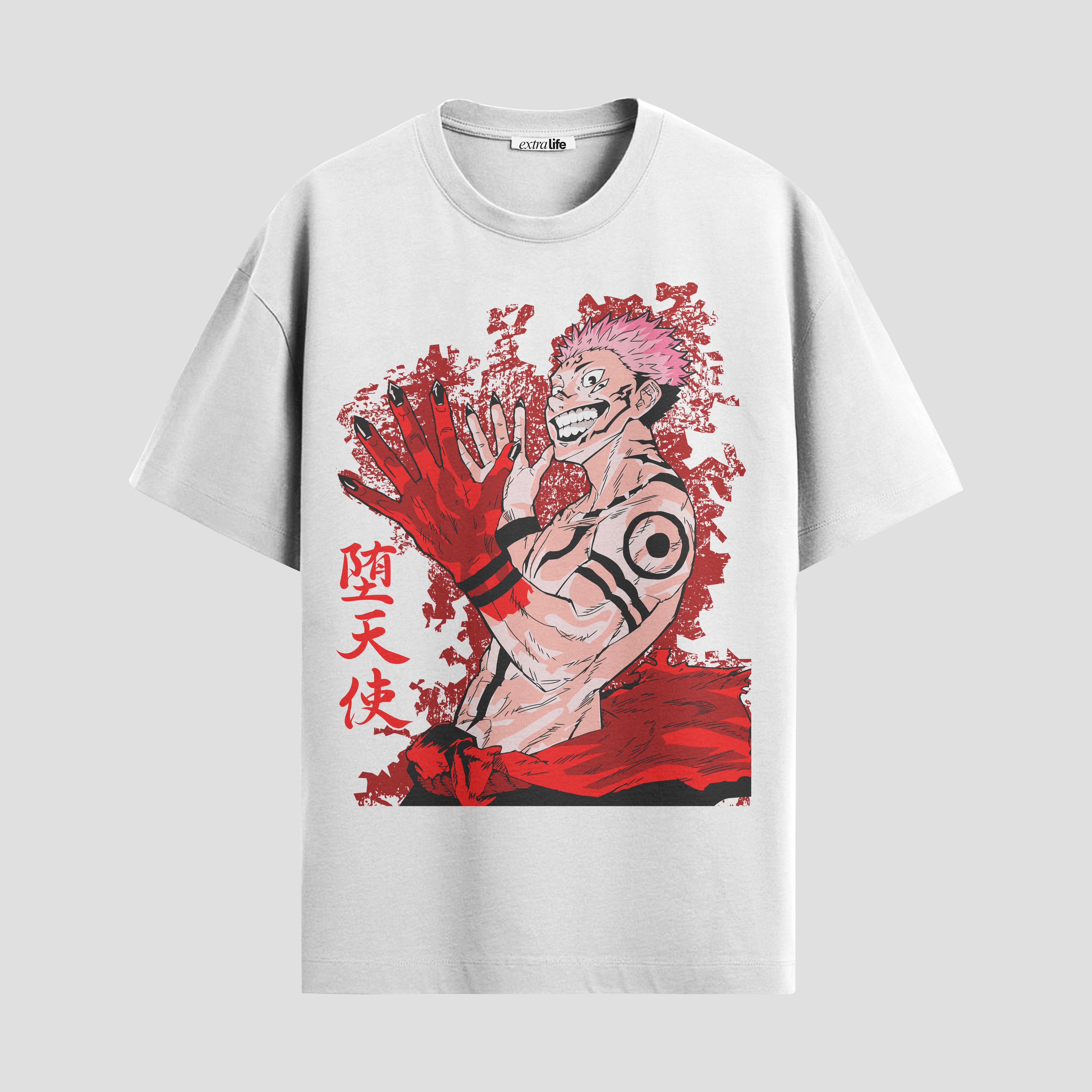 Playera urbana de anime y gaming ExtraLife MX, corte Standard Fit unisex ligero y transpirable en color Deep Black y Pure White, ropa de uso diario para gym y casual.