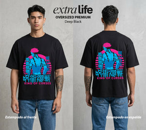 El Arte de las Maldiciones | Rey de Diez Manos #01938 - Playera Oversized Premium | Deep Black - Foto en modelo