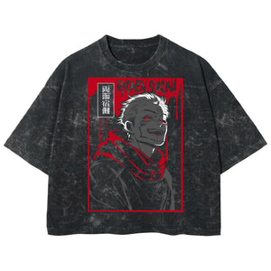 Playera streetwear premium de anime y gaming ExtraLife MX, corte boxy deluxe mineral wash heavyweight en color Acid Wash, moda urbana mexicana de culto.