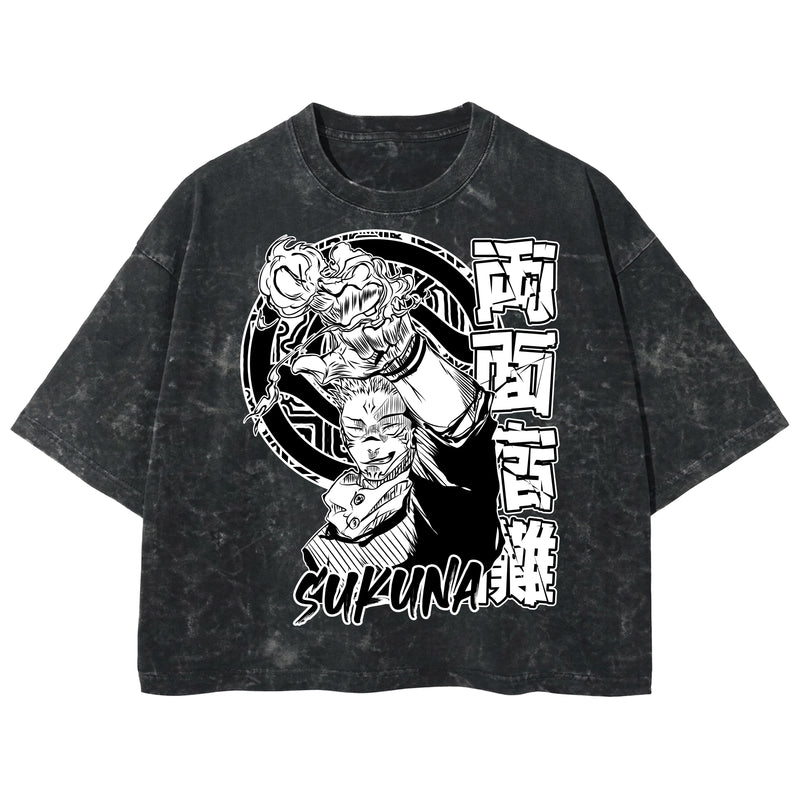 Playera streetwear premium de anime y gaming ExtraLife MX, corte boxy deluxe mineral wash heavyweight en color Acid Wash, moda urbana mexicana de culto.