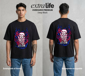 El Arte de las Maldiciones | El Ser del Caos Antiguo #01941 - Playera Oversized Premium | Deep Black - Foto en modelo