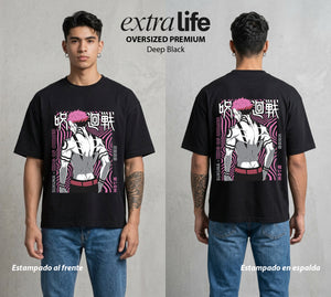 El Arte de las Maldiciones | Dedos del Rey #01942 - Playera Oversized Premium | Deep Black - Foto en modelo