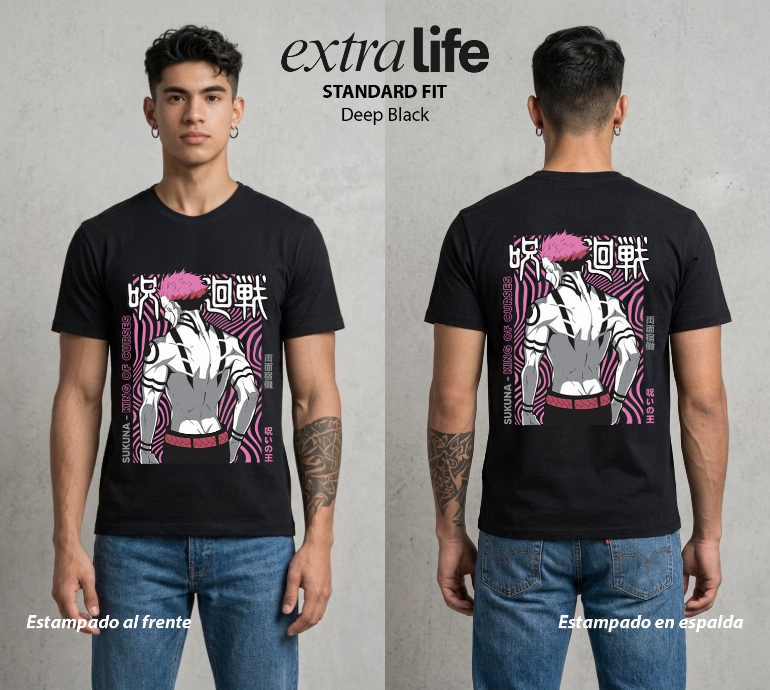 El Arte de las Maldiciones | Dedos del Rey #01942 - Playera Standard Fit | Deep Black - Foto en modelo