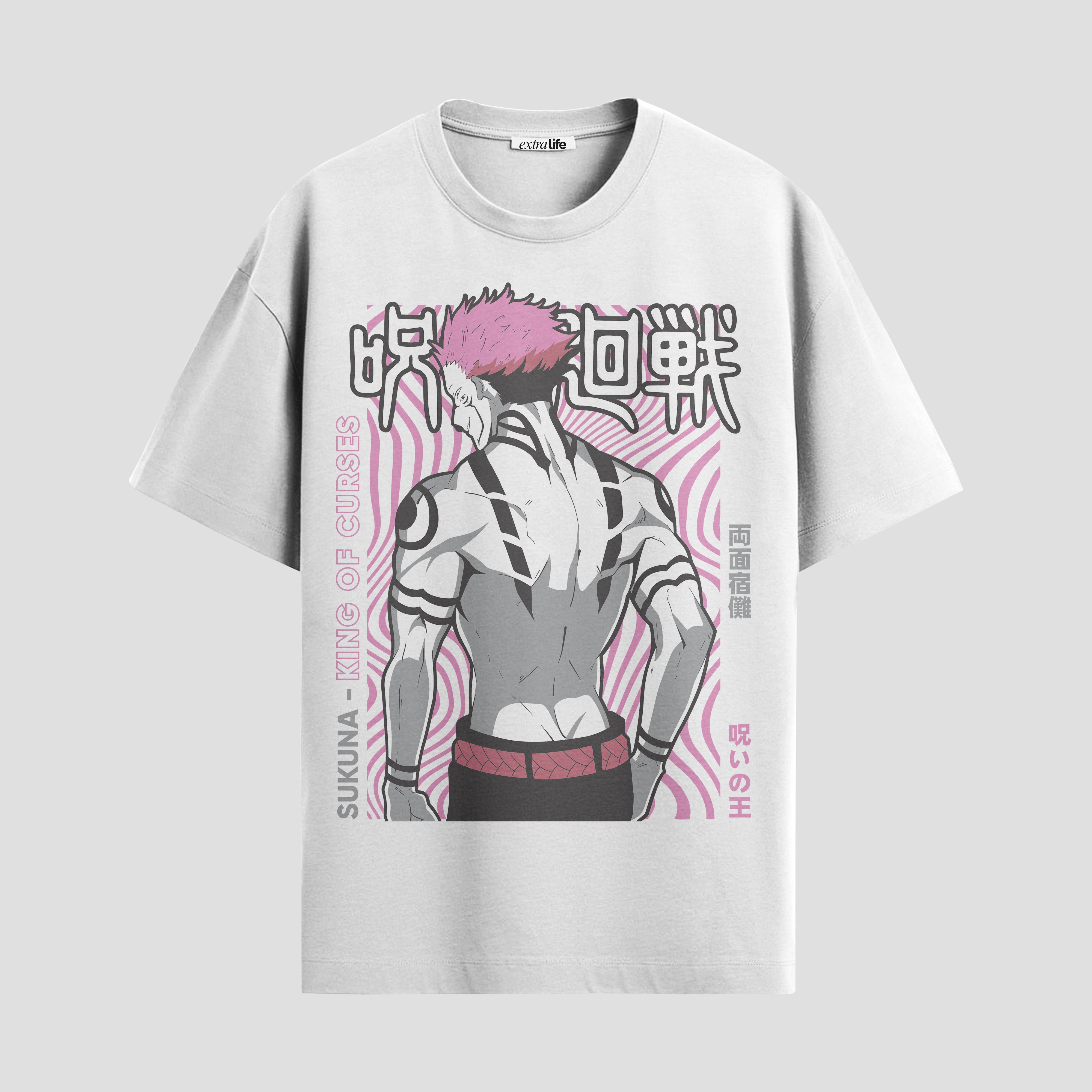 Playera urbana de anime y gaming ExtraLife MX, corte Standard Fit unisex ligero y transpirable en color Deep Black y Pure White, ropa de uso diario para gym y casual.