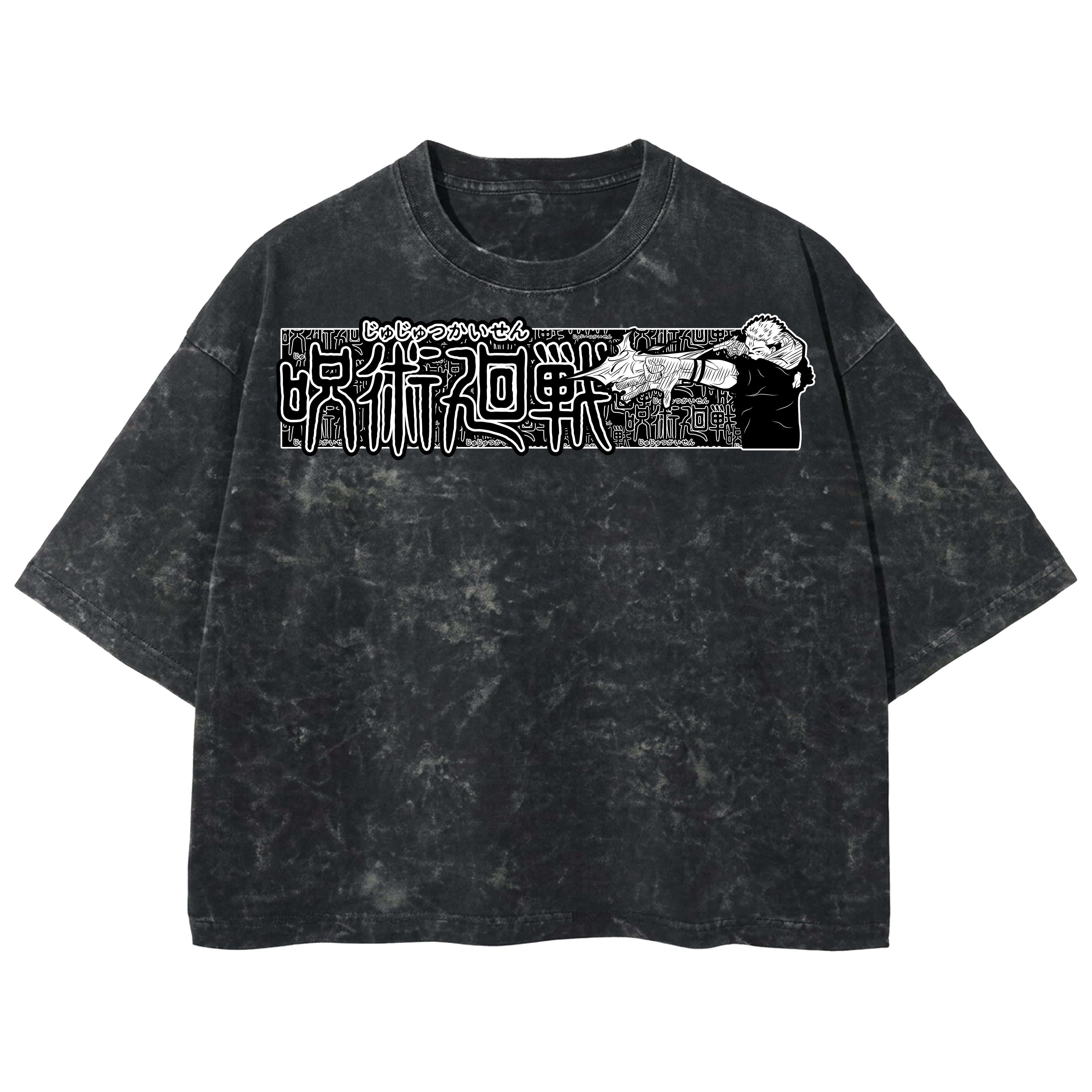 Playera streetwear premium de anime y gaming ExtraLife MX, corte boxy deluxe mineral wash heavyweight en color Acid Wash, moda urbana mexicana de culto.