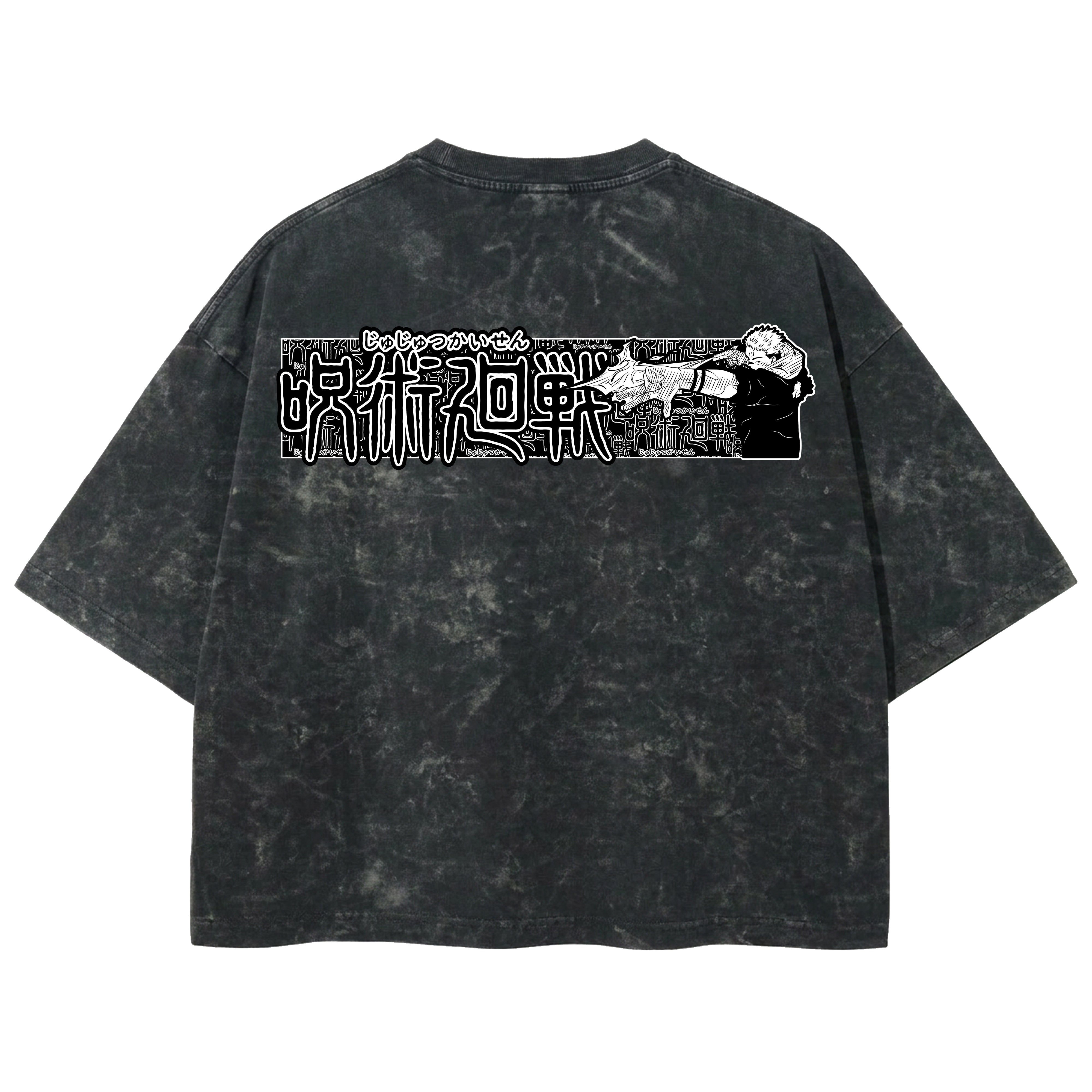 Playera streetwear premium de anime y gaming ExtraLife MX, corte boxy deluxe mineral wash heavyweight en color Acid Wash, moda urbana mexicana de culto.