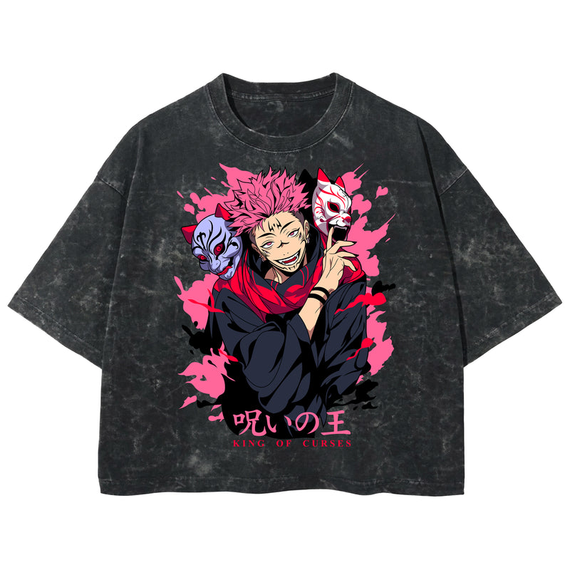 Playera streetwear premium de anime y gaming ExtraLife MX, corte boxy deluxe mineral wash heavyweight en color Acid Wash, moda urbana mexicana de culto.