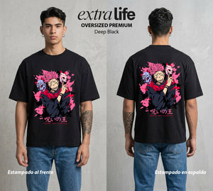 El Arte de las Maldiciones | El Poder mas Antiguo #01944 - Playera Oversized Premium | Deep Black - Foto en modelo