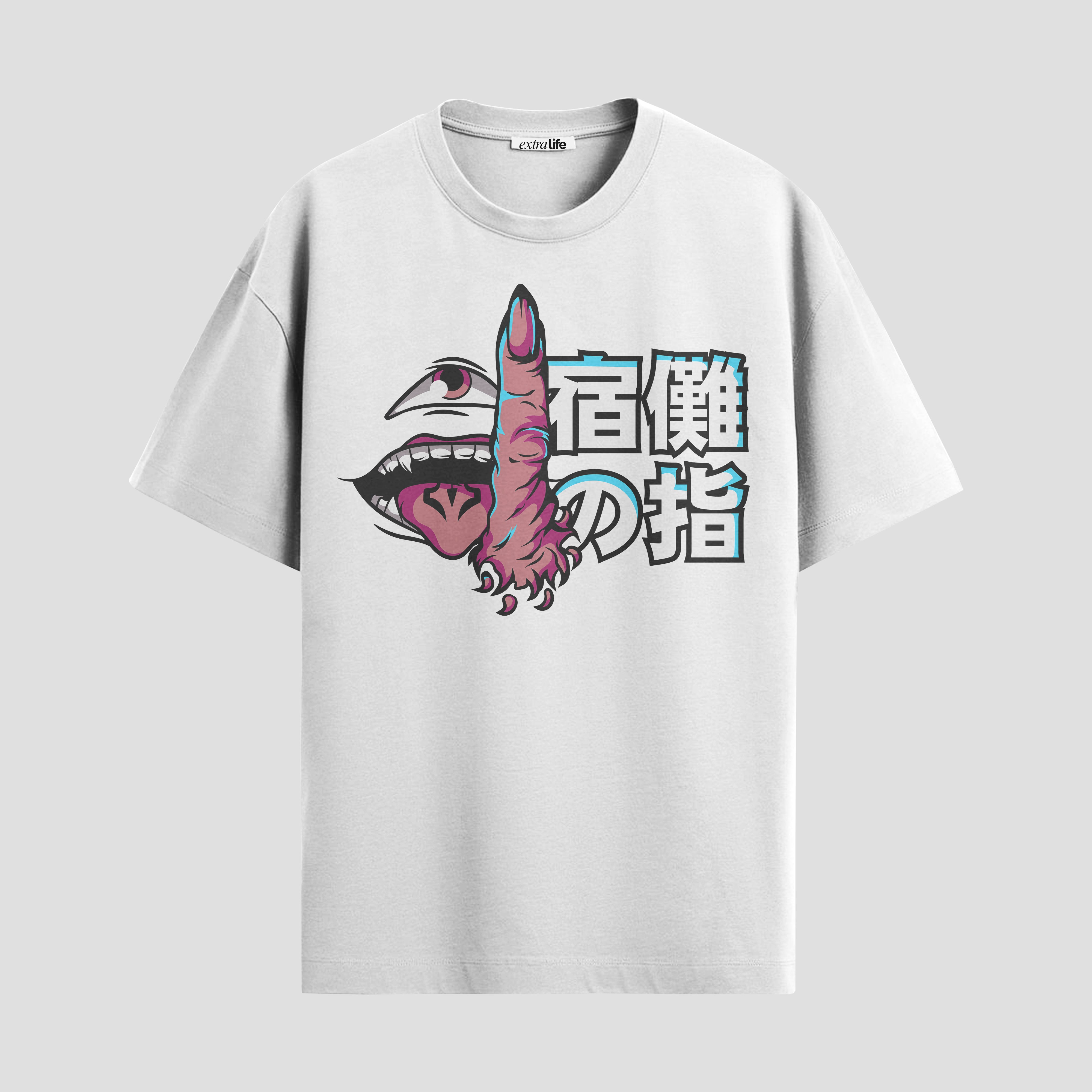 Playera urbana de anime y gaming ExtraLife MX, corte Standard Fit unisex ligero y transpirable en color Deep Black y Pure White, ropa de uso diario para gym y casual.