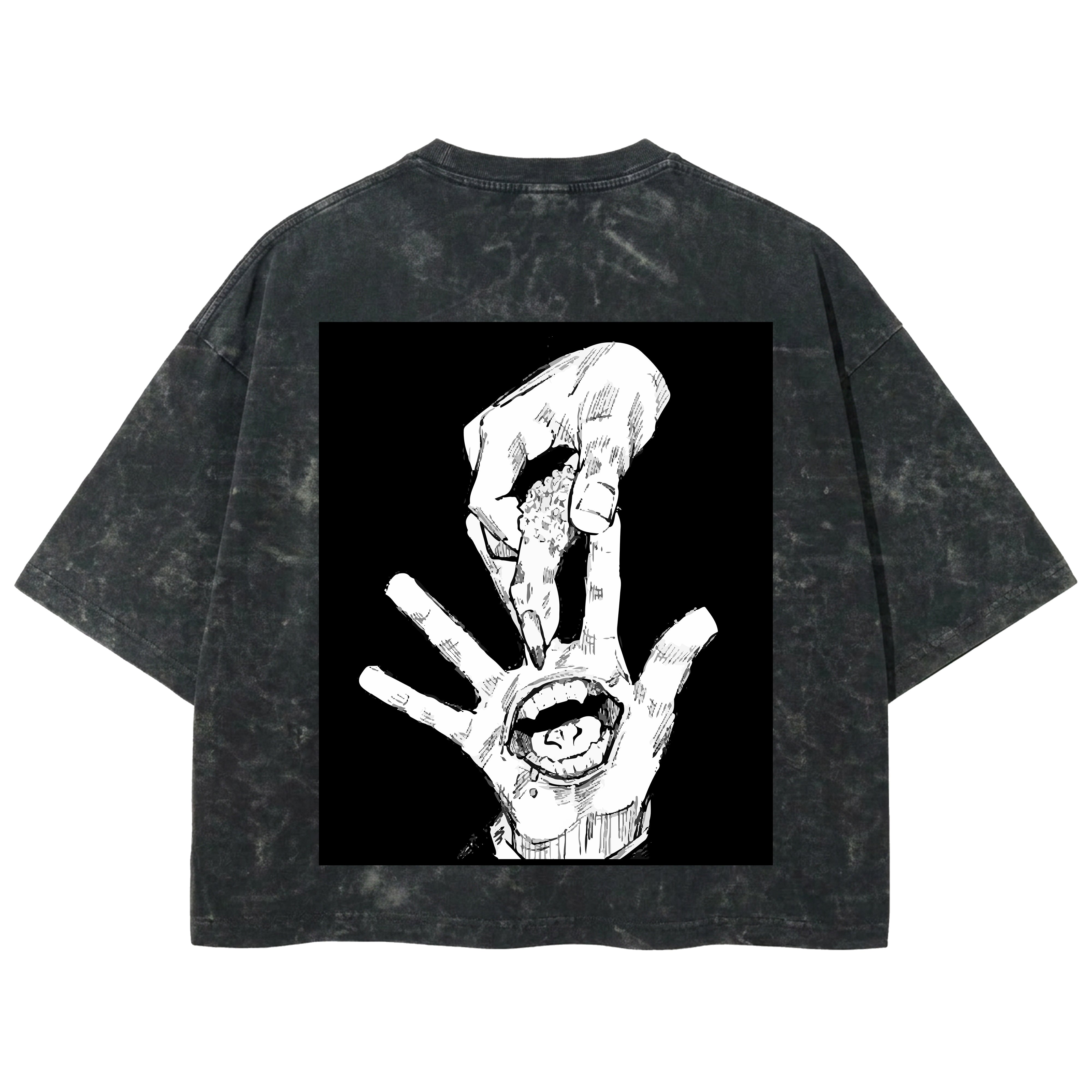 Playera streetwear premium de anime y gaming ExtraLife MX, corte boxy deluxe mineral wash heavyweight en color Acid Wash, moda urbana mexicana de culto.