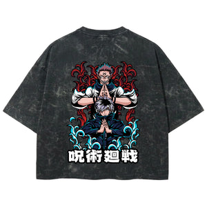 Playera streetwear premium de anime y gaming ExtraLife MX, corte boxy deluxe mineral wash heavyweight en color Acid Wash, moda urbana mexicana de culto.