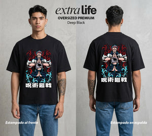 El Arte de las Maldiciones | El Infinito Absoluto #01947 - Playera Oversized Premium | Deep Black - Foto en modelo