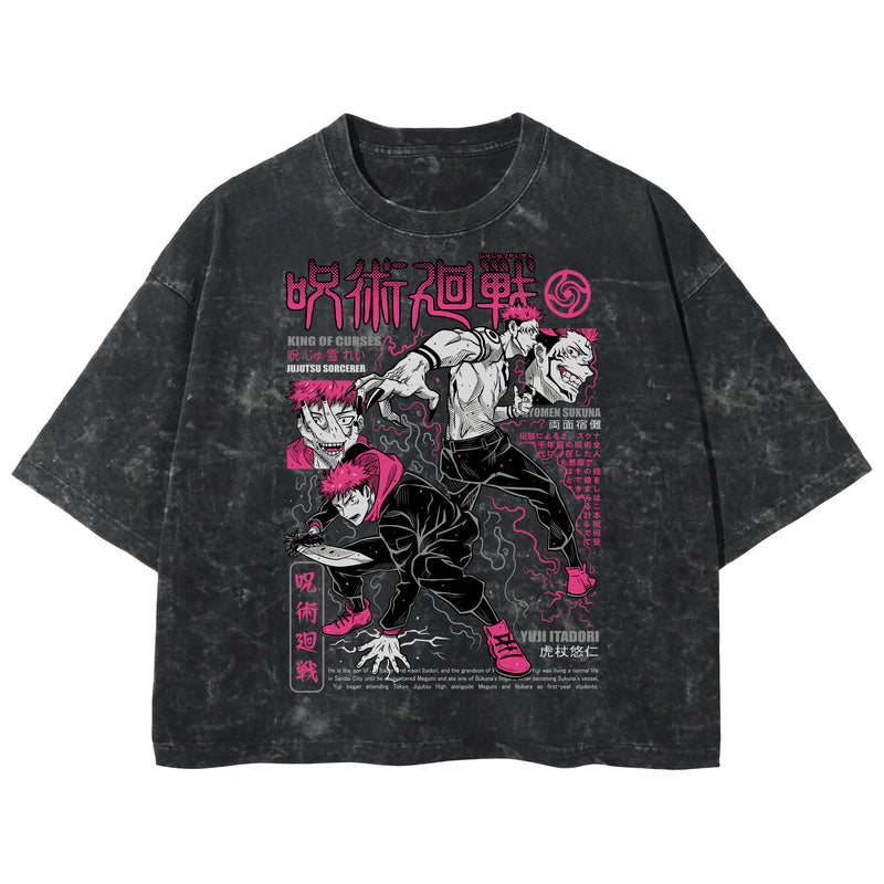 Playera streetwear premium de anime y gaming ExtraLife MX, corte boxy deluxe mineral wash heavyweight en color Acid Wash, moda urbana mexicana de culto.