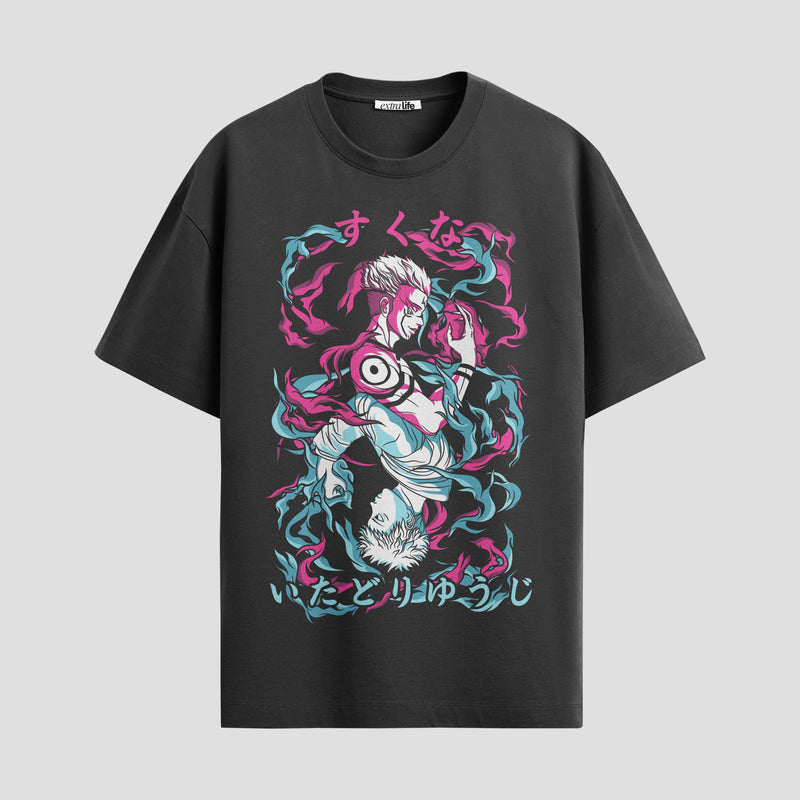Playera urbana de anime y gaming ExtraLife MX, corte Standard Fit unisex ligero y transpirable en color Deep Black y Pure White, ropa de uso diario para gym y casual.