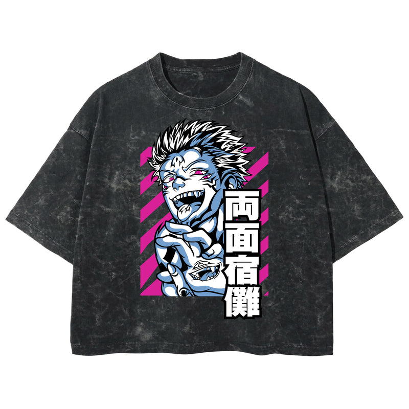 Playera streetwear premium de anime y gaming ExtraLife MX, corte boxy deluxe mineral wash heavyweight en color Acid Wash, moda urbana mexicana de culto.