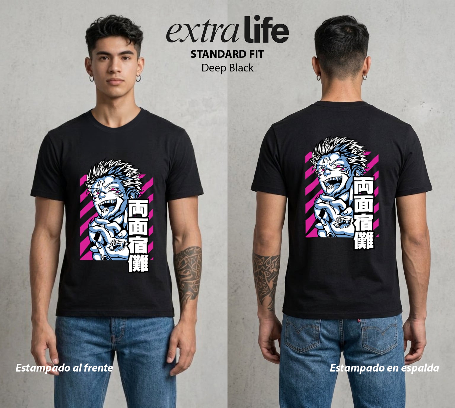 El Arte de las Maldiciones | El Caos Incarnado #01951 - Playera Standard Fit | Deep Black - Foto en modelo