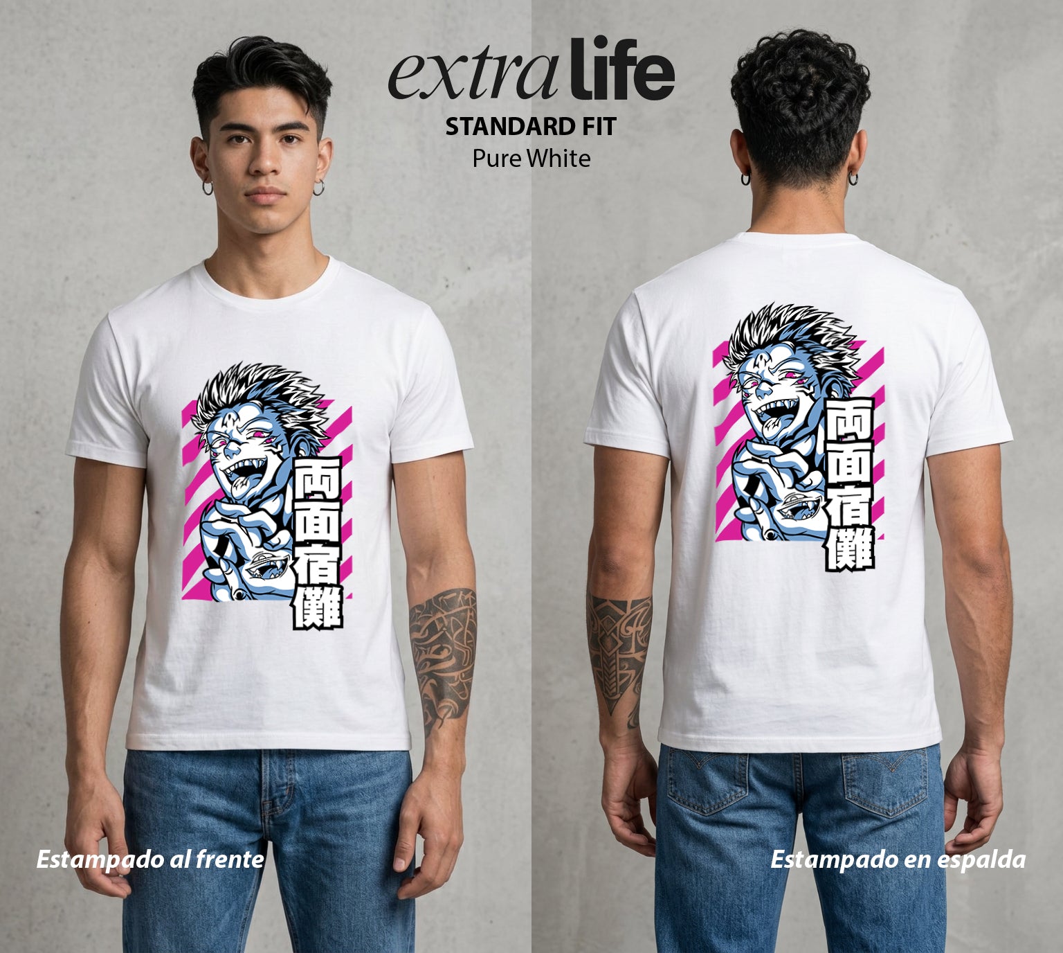 El Arte de las Maldiciones | El Caos Incarnado #01951 - Playera Standard Fit | Pure White - Foto en modelo