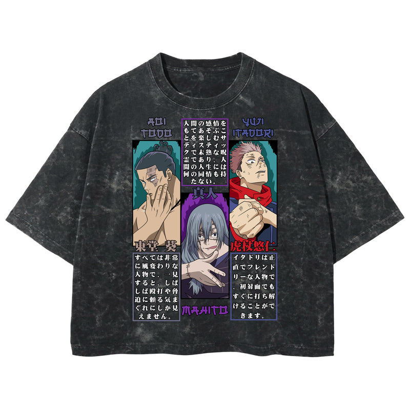 Playera streetwear premium de anime y gaming ExtraLife MX, corte boxy deluxe mineral wash heavyweight en color Acid Wash, moda urbana mexicana de culto.