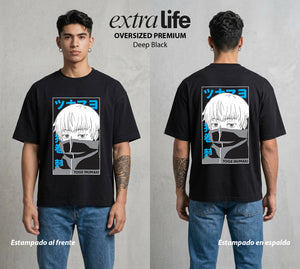 El Arte de las Maldiciones | Las Palabras del Peligro #01953 - Playera Oversized Premium | Deep Black - Foto en modelo