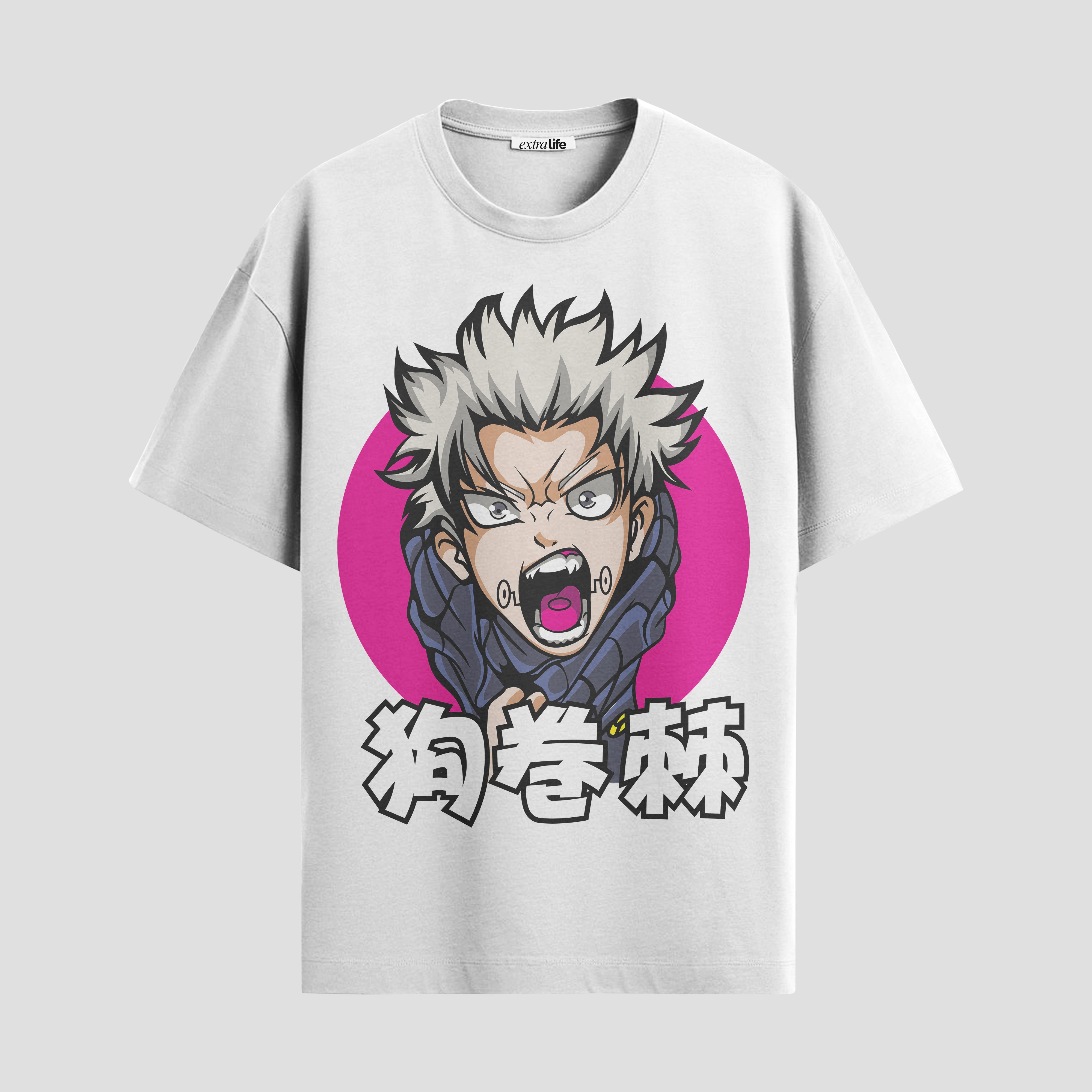 Playera urbana de anime y gaming ExtraLife MX, corte Standard Fit unisex ligero y transpirable en color Deep Black y Pure White, ropa de uso diario para gym y casual.