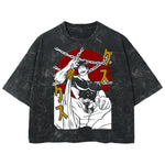 Playera streetwear premium de anime y gaming ExtraLife MX, corte boxy deluxe mineral wash heavyweight en color Acid Wash, moda urbana mexicana de culto.
