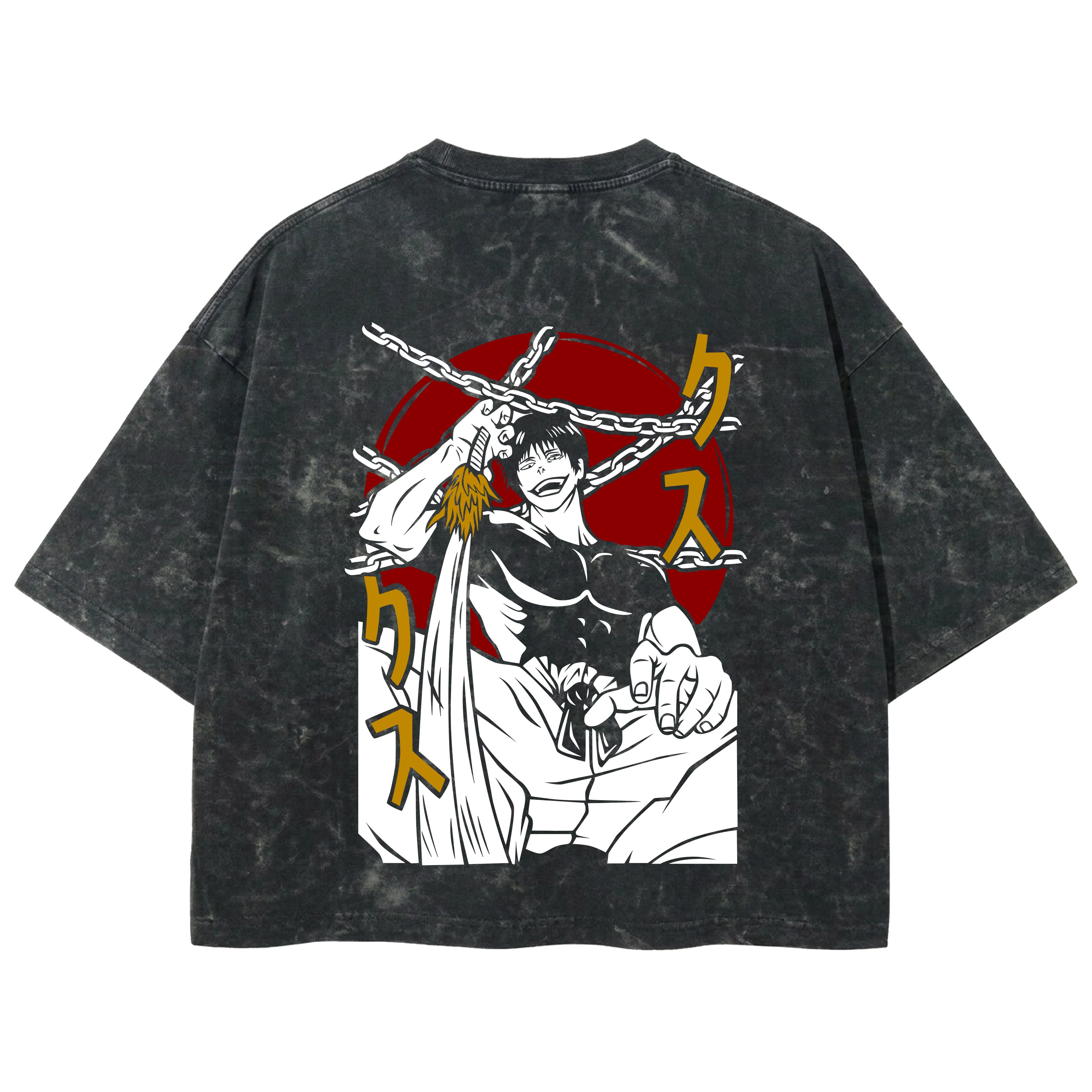 Playera streetwear premium de anime y gaming ExtraLife MX, corte boxy deluxe mineral wash heavyweight en color Acid Wash, moda urbana mexicana de culto.