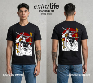 El Arte de las Maldiciones | El Musculoso sin Tecnica #01955 - Playera Standard Fit | Deep Black - Foto en modelo