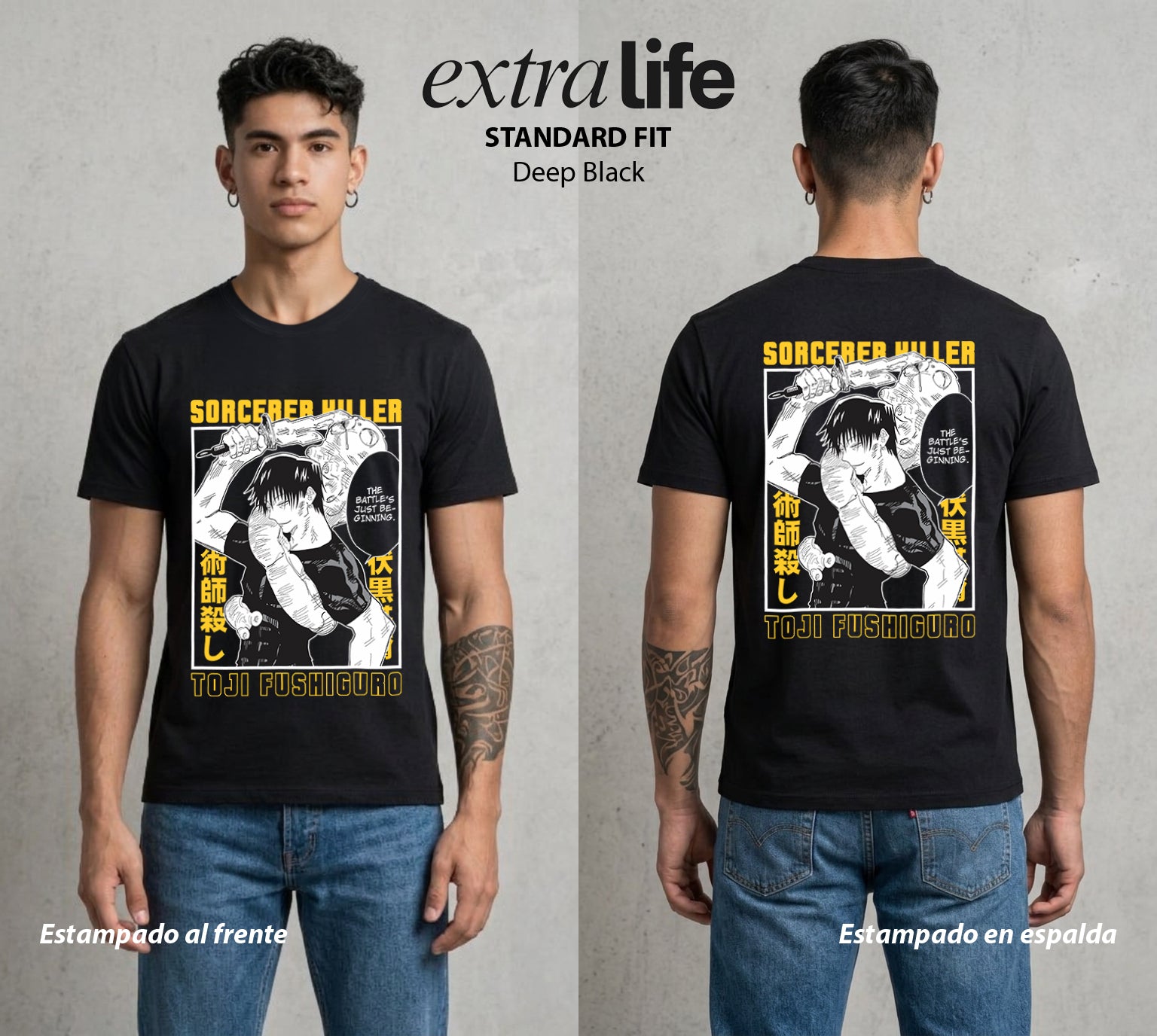 El Arte de las Maldiciones | El Musculoso sin Tecnica #01956 - Playera Standard Fit | Deep Black - Foto en modelo