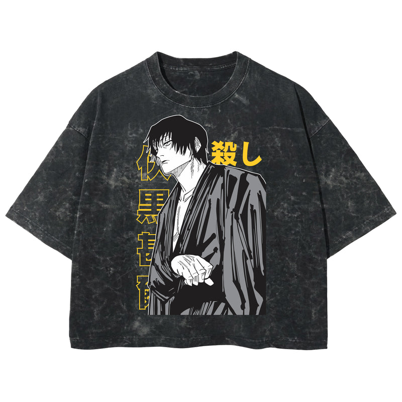 Playera streetwear premium de anime y gaming ExtraLife MX, corte boxy deluxe mineral wash heavyweight en color Acid Wash, moda urbana mexicana de culto.