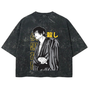 Playera streetwear premium de anime y gaming ExtraLife MX, corte boxy deluxe mineral wash heavyweight en color Acid Wash, moda urbana mexicana de culto.