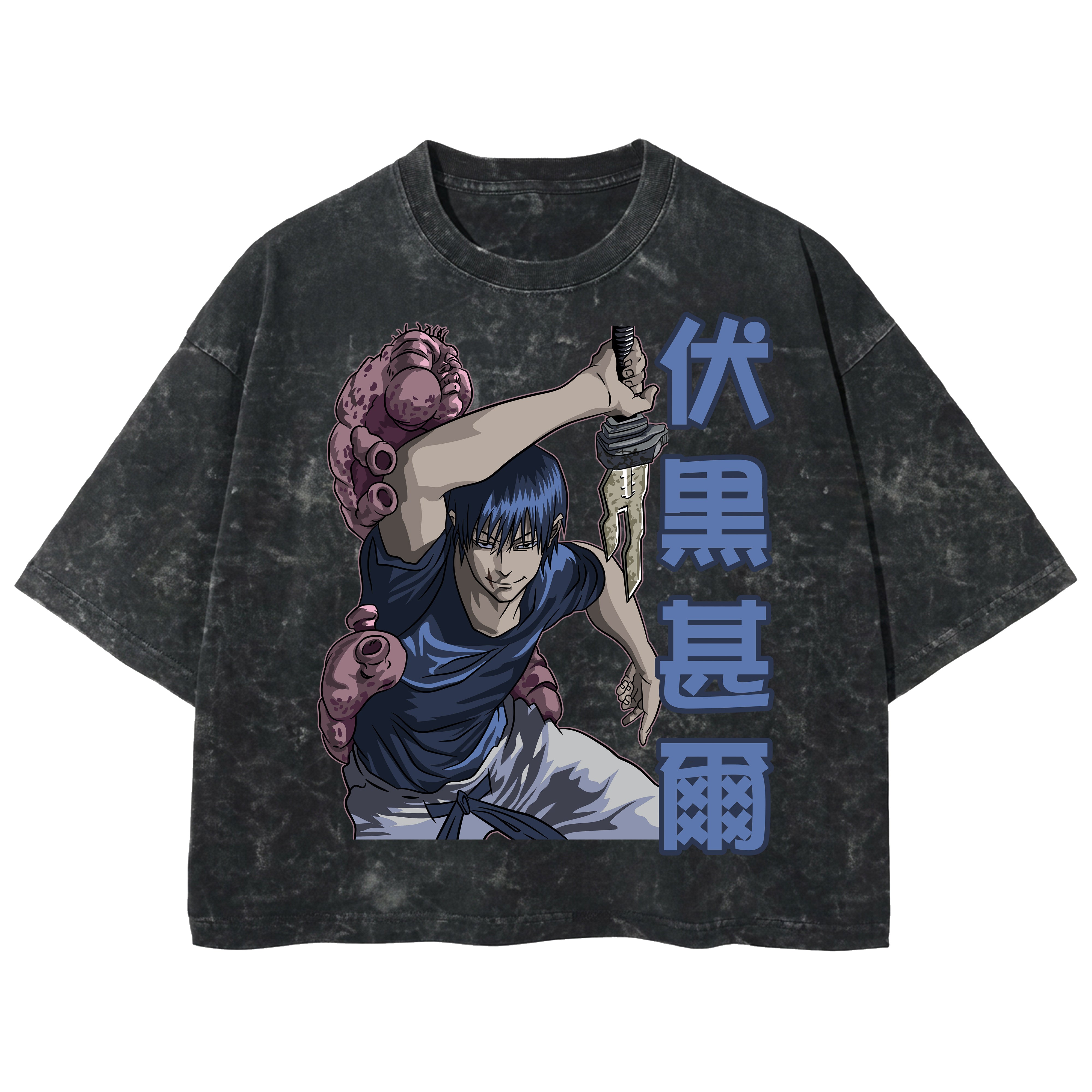 Playera streetwear premium de anime y gaming ExtraLife MX, corte boxy deluxe mineral wash heavyweight en color Acid Wash, moda urbana mexicana de culto.