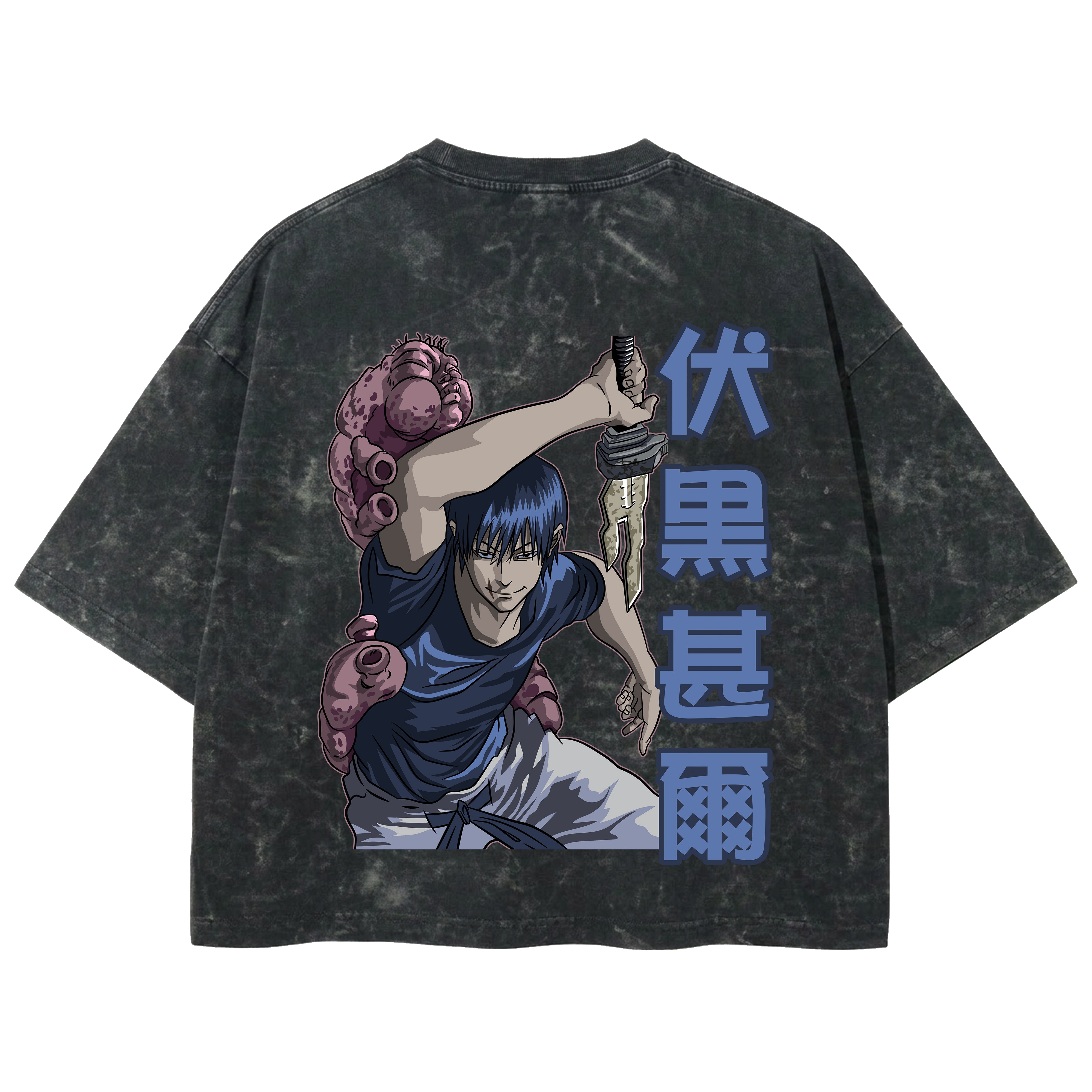 Playera streetwear premium de anime y gaming ExtraLife MX, corte boxy deluxe mineral wash heavyweight en color Acid Wash, moda urbana mexicana de culto.