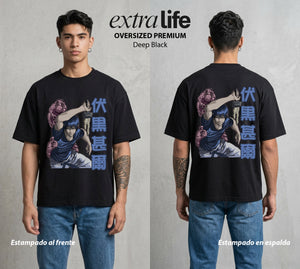 El Arte de las Maldiciones | La Fuerza Pura #01958 - Playera Oversized Premium | Deep Black - Foto en modelo