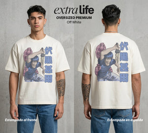 El Arte de las Maldiciones | La Fuerza Pura #01958 - Playera Oversized Premium | Off White - Foto en modelo