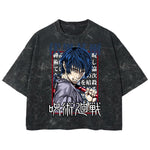 Playera streetwear premium de anime y gaming ExtraLife MX, corte boxy deluxe mineral wash heavyweight en color Acid Wash, moda urbana mexicana de culto.