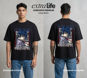 El Arte de las Maldiciones | El Asesino sin Maldicion #01959 - Playera Oversized Premium | Deep Black - Foto en modelo
