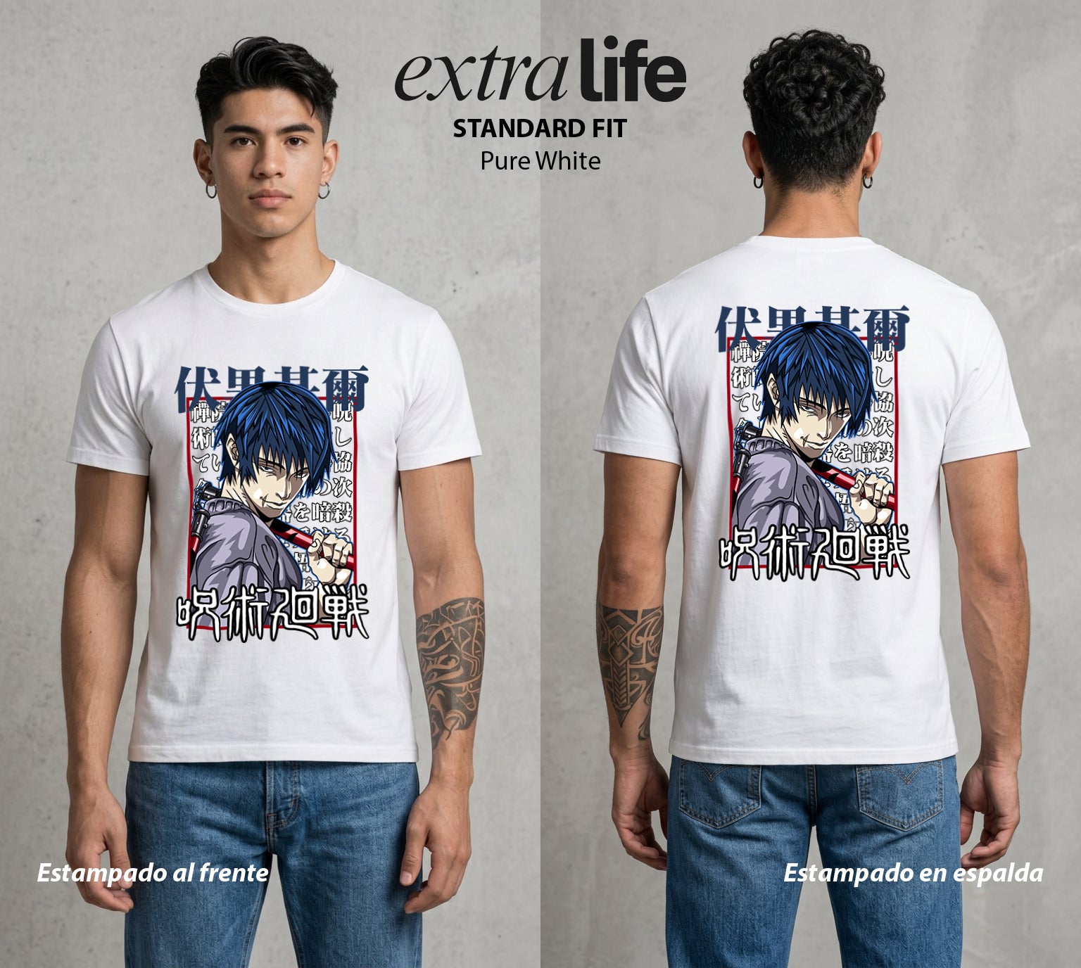 El Arte de las Maldiciones | El Asesino sin Maldicion #01959 - Playera Standard Fit | Pure White - Foto en modelo