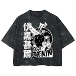 Playera streetwear premium de anime y gaming ExtraLife MX, corte boxy deluxe mineral wash heavyweight en color Acid Wash, moda urbana mexicana de culto.