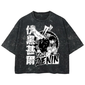 Playera streetwear premium de anime y gaming ExtraLife MX, corte boxy deluxe mineral wash heavyweight en color Acid Wash, moda urbana mexicana de culto.