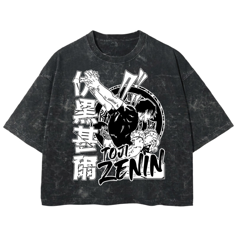 Playera streetwear premium de anime y gaming ExtraLife MX, corte boxy deluxe mineral wash heavyweight en color Acid Wash, moda urbana mexicana de culto.