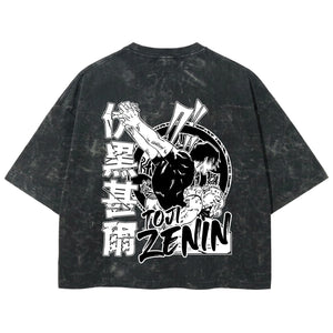 Playera streetwear premium de anime y gaming ExtraLife MX, corte boxy deluxe mineral wash heavyweight en color Acid Wash, moda urbana mexicana de culto.