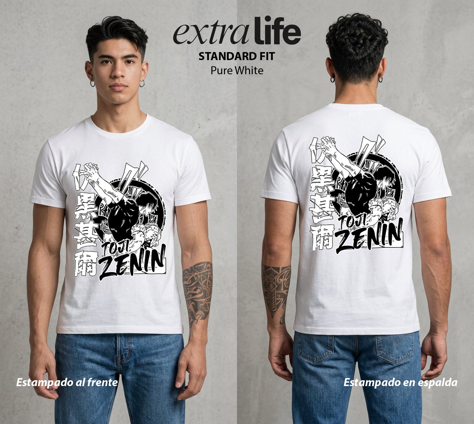 El Arte de las Maldiciones | El Musculoso sin Tecnica #01960 - Playera Standard Fit | Pure White - Foto en modelo