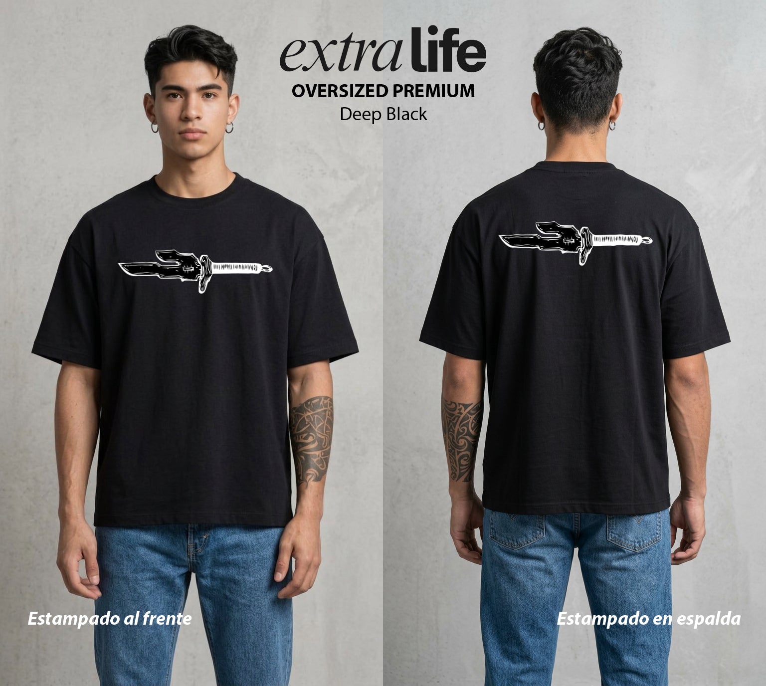 El Arte de las Maldiciones | El Padre del Sombra #01961 - Playera Oversized Premium | Deep Black - Foto en modelo