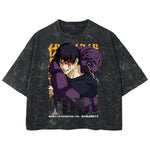 Playera streetwear premium de anime y gaming ExtraLife MX, corte boxy deluxe mineral wash heavyweight en color Acid Wash, moda urbana mexicana de culto.
