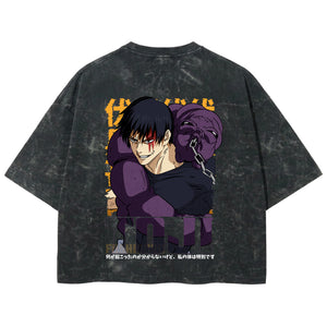 Playera streetwear premium de anime y gaming ExtraLife MX, corte boxy deluxe mineral wash heavyweight en color Acid Wash, moda urbana mexicana de culto.