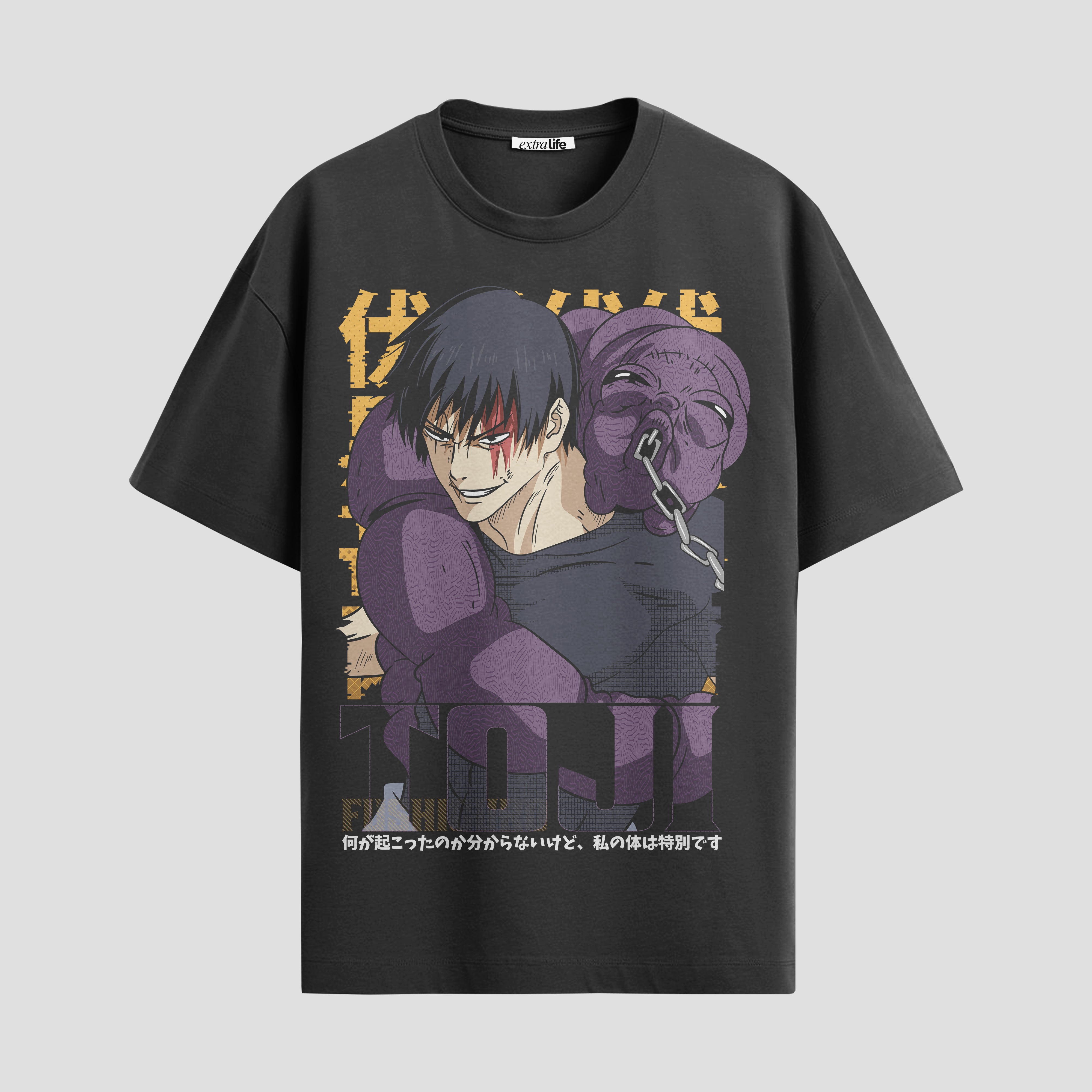 Playera urbana de anime y gaming ExtraLife MX, corte Standard Fit unisex ligero y transpirable en color Deep Black y Pure White, ropa de uso diario para gym y casual.