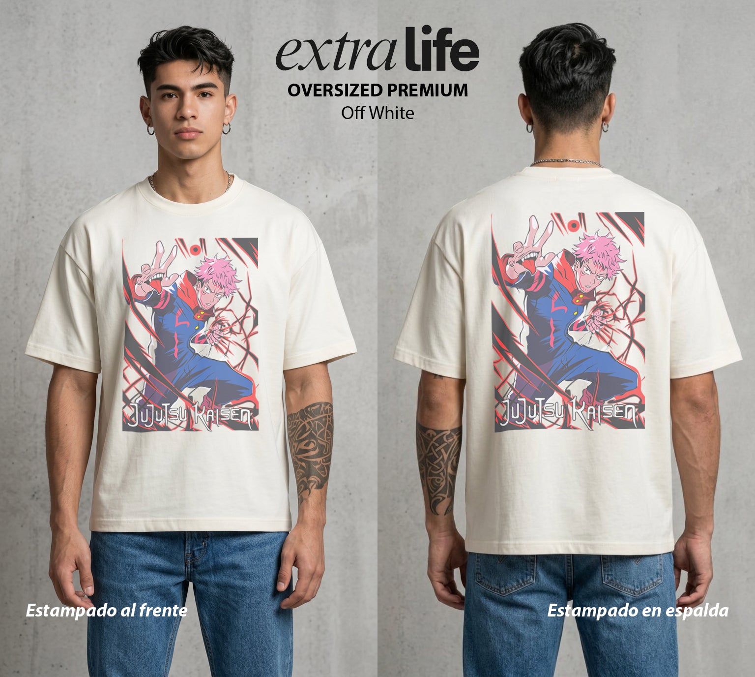 El Arte de las Maldiciones | El Corazon del Poder #01963 - Playera Oversized Premium | Off White - Foto en modelo