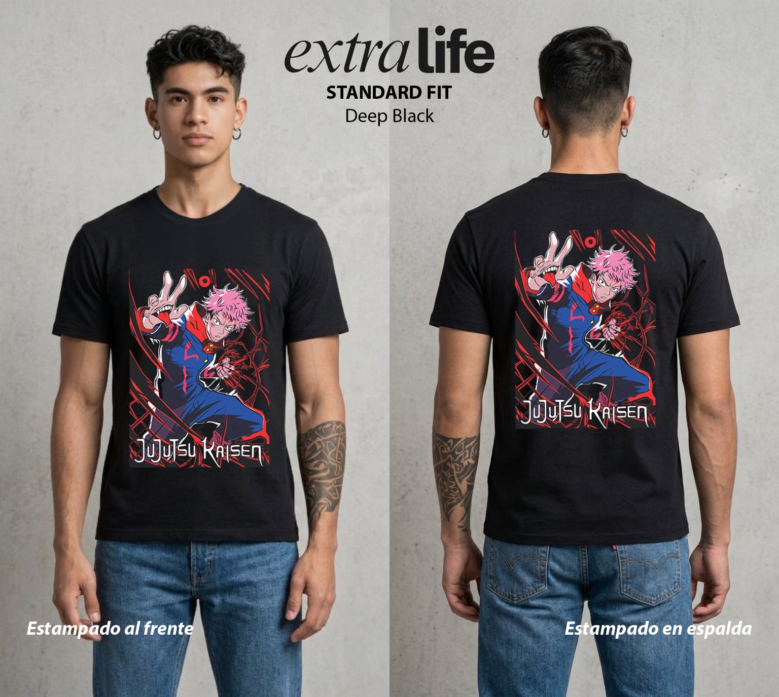 El Arte de las Maldiciones | El Corazon del Poder #01963 - Playera Standard Fit | Deep Black - Foto en modelo