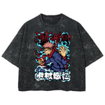 Playera streetwear premium de anime y gaming ExtraLife MX, corte boxy deluxe mineral wash heavyweight en color Acid Wash, moda urbana mexicana de culto.